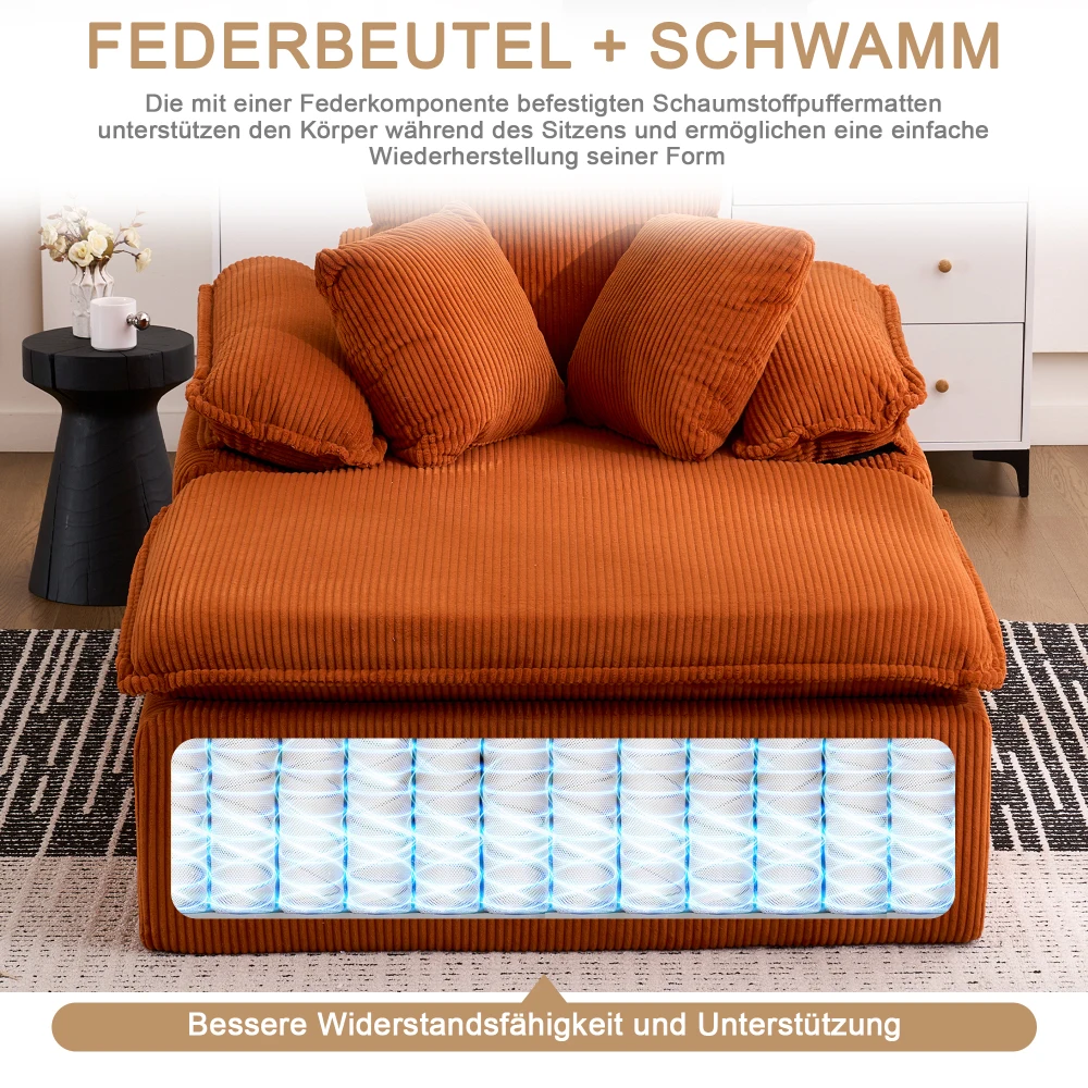 Modernes, bequemes Lese-Liegesofa mit breiten Armlehnen, keine Montage erforderlich, Sitzmöbel für das Wohnzimmer im Innenbereich – Detail 5