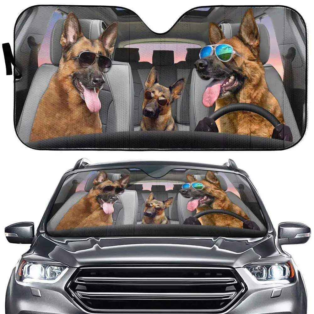 CarsunshadeGermanShepherdDogCarFrontWindowWindshieldAnimal