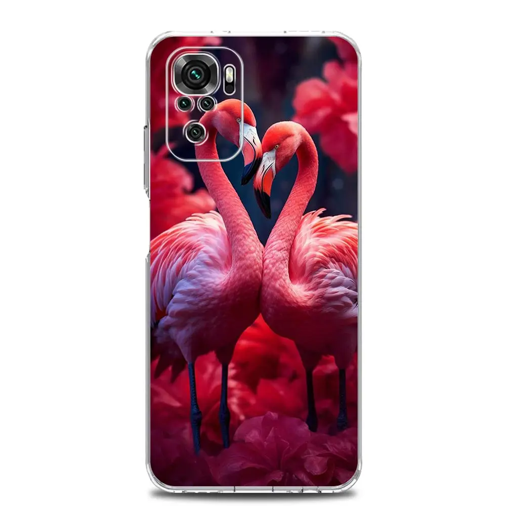 Clear Pink Flamingo Leaf Design Phone Case