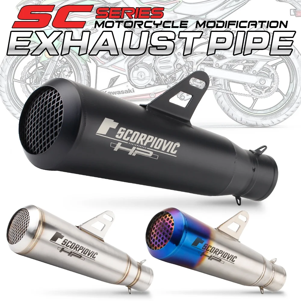 

51mm Universal Motorcycle Exhaust SC GP Racingproject Scooter Muffler Sport Motorbike For Honda Kawasaki Yamaha R1 R3 R6