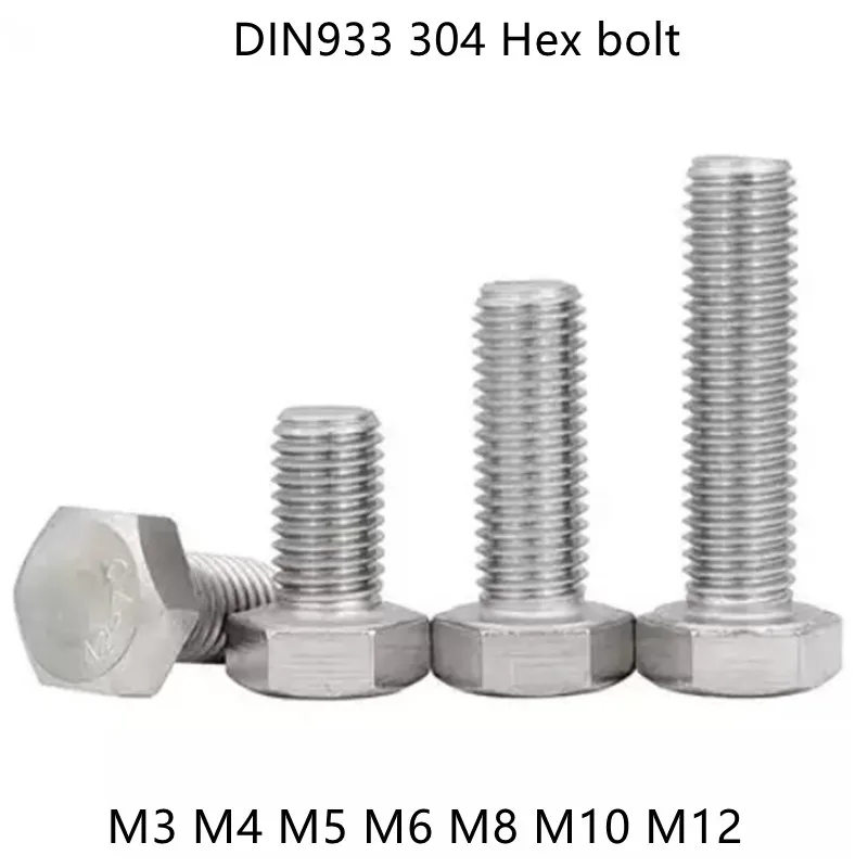 M6-1.00 X 40 Tornillo de cabeza hexagonal Tornillos hexagonales DIN933  (M6x40) rosca completa A2-70 acero inoxidable (25 piezas)