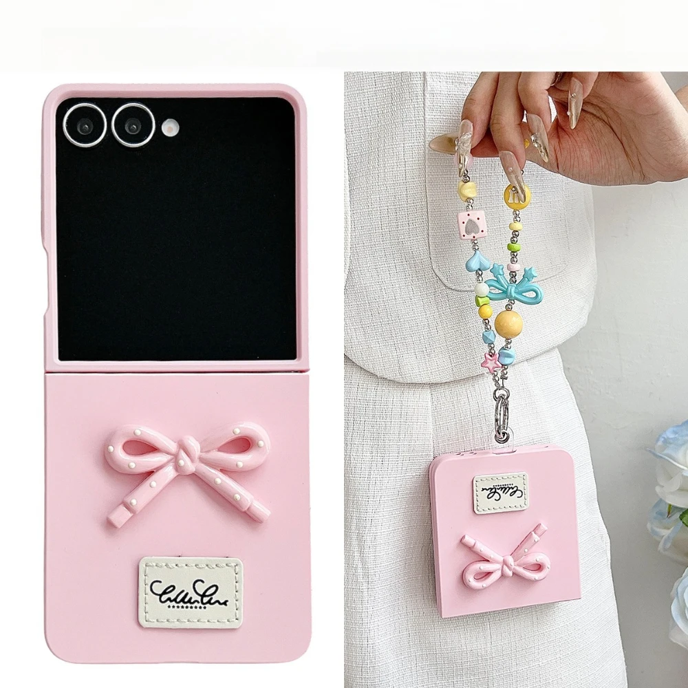 Candy Color Skin Feel Bow Tie Phone Case with Lanyard - Shockproof Protective Back Cover
