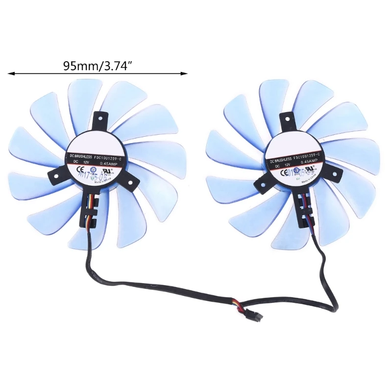 그의 RX570 RX580 RX588 그래픽 비디오 카드 DIY 냉각 팬용 12V VGA 쿨러 팬 교체 용 95mm