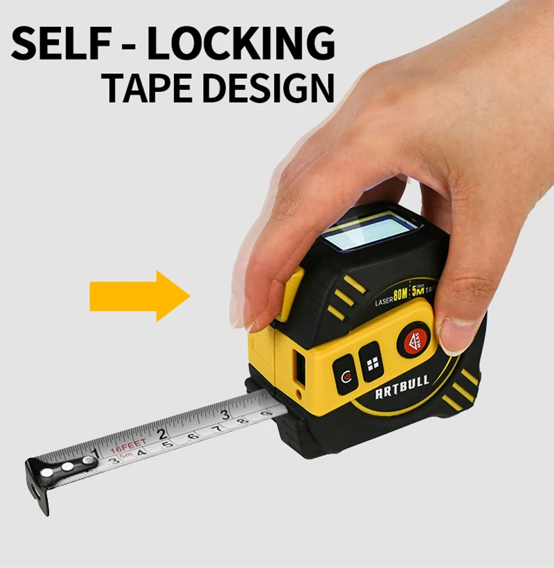 Laser Rangefinder Rechargeable 2in1 Multifunction Laser Tape Rangefinder 80m 40m 5m tape LCD