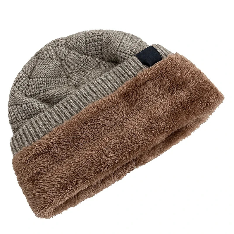New Style Unisex LEOS Label Warm Hat Stylish Plush Fur Lined Soft Beanie Dandy Hat Thick Winter Hats For Women Men Knitted Caps
