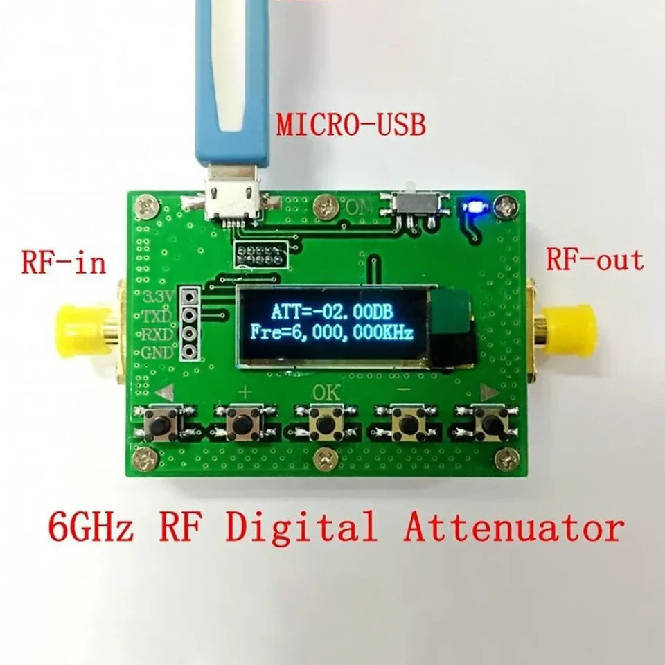 Variabele RF-verzwakker 13800MHz 031dB Stap Betrouwbaar PCB-materiaal Geschikt voor Verschillende Instrumenten 5V-voeding
