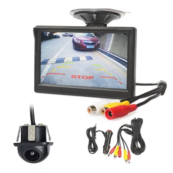 Display LCD HD da 5" cablato Monitor per retrovisione Monitor per auto Mini telecamera per auto Telecamera per retromarcia per auto con monitor Sistema di retromarcia