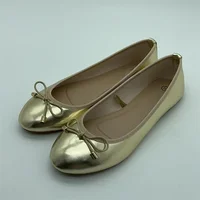Eilyken Gold Silver Elegant Bowknot Round Toe Women's Flat Comfort Slip-On Ladies Ballerina Single Mules Shoes Zapatos Mujer 1