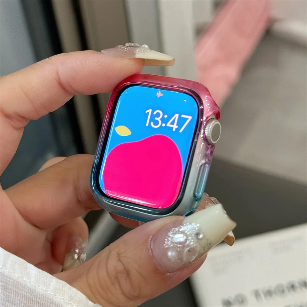 Vibrant Gradient Jelly Silicone Protective Watch Case – Cute and Soft Shield