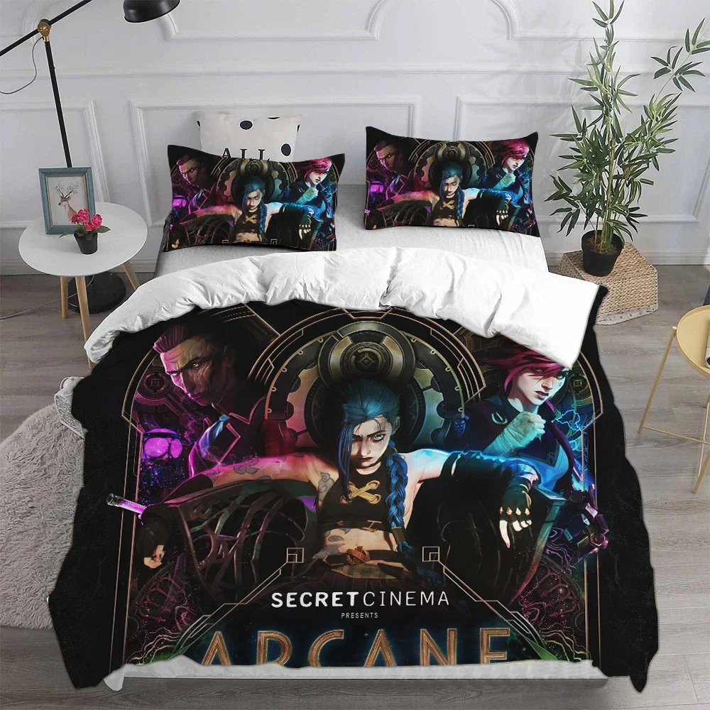 3D Printed Jinx Arcane Bedding Set Pillowcase Duvet Cover Double Twin Full Queen King Adult Kids Bedclothes Quilt Cover 4