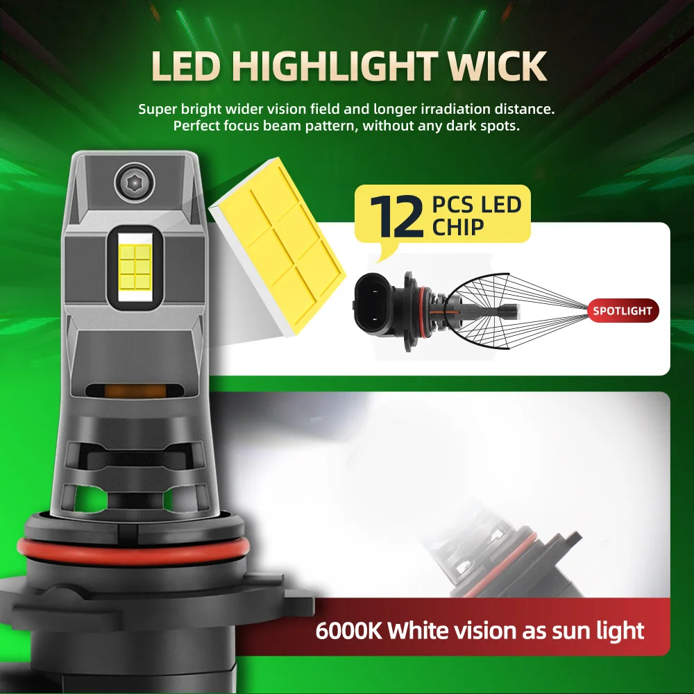 AUXITO H11 CSP LED Headlight Bulbs – 6500K White, 30000LM, High/Low Beam, CANbus, IP67, 2-Pack