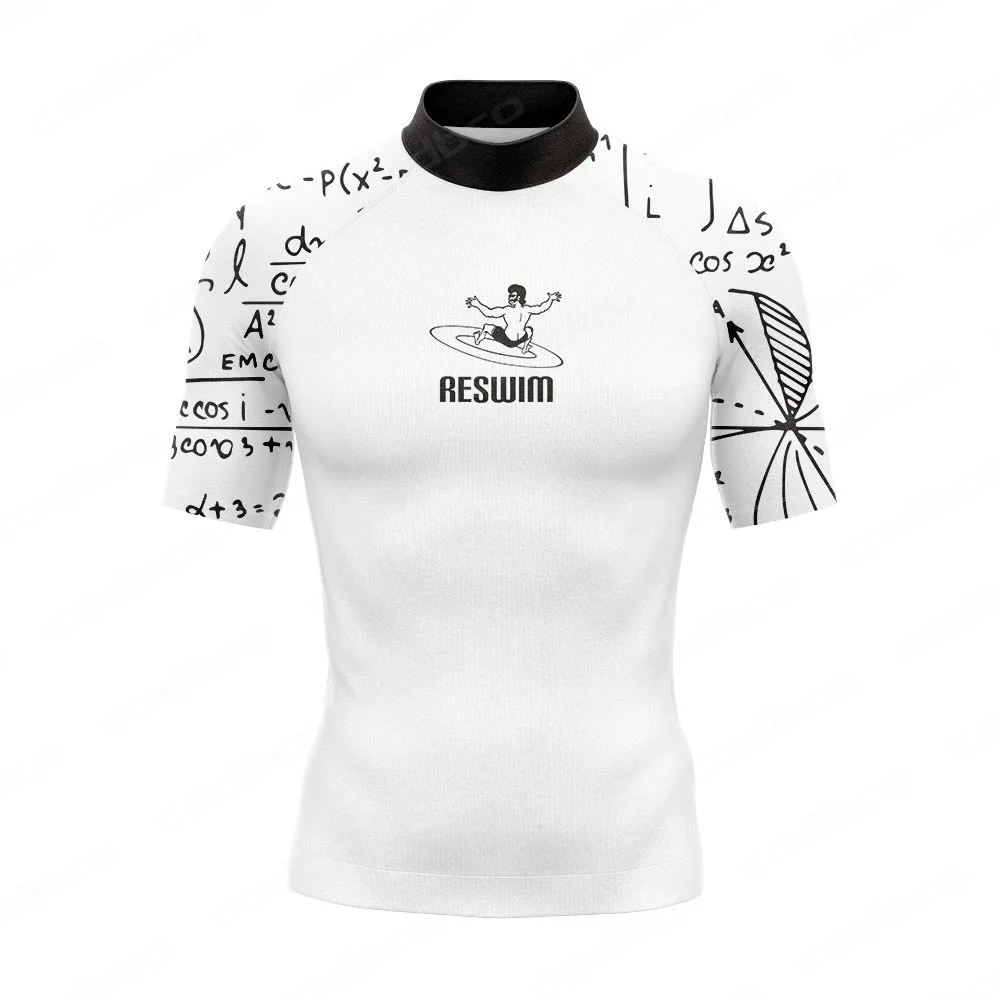 Mens Rash Guards Swimsuit Swimming Surf T-shirt Beach Sun UV Protection Swimwear Short Sleeve Surf Diving Bathing Suit Rashguard