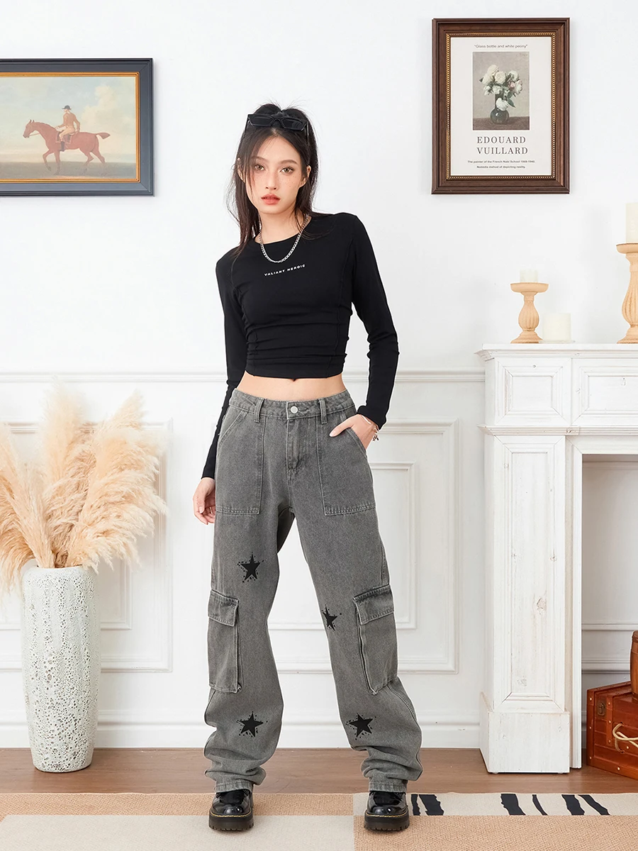 

Baggy Jeans for Women Teen Girl Clothes Low Rise Flare Jeans Boyfriend Wide Leg Harajuku Grunge Aesthetic Y2k Pants