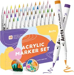 Vibrant Acrylic Paint Marker Brush Tip Pens (48E)