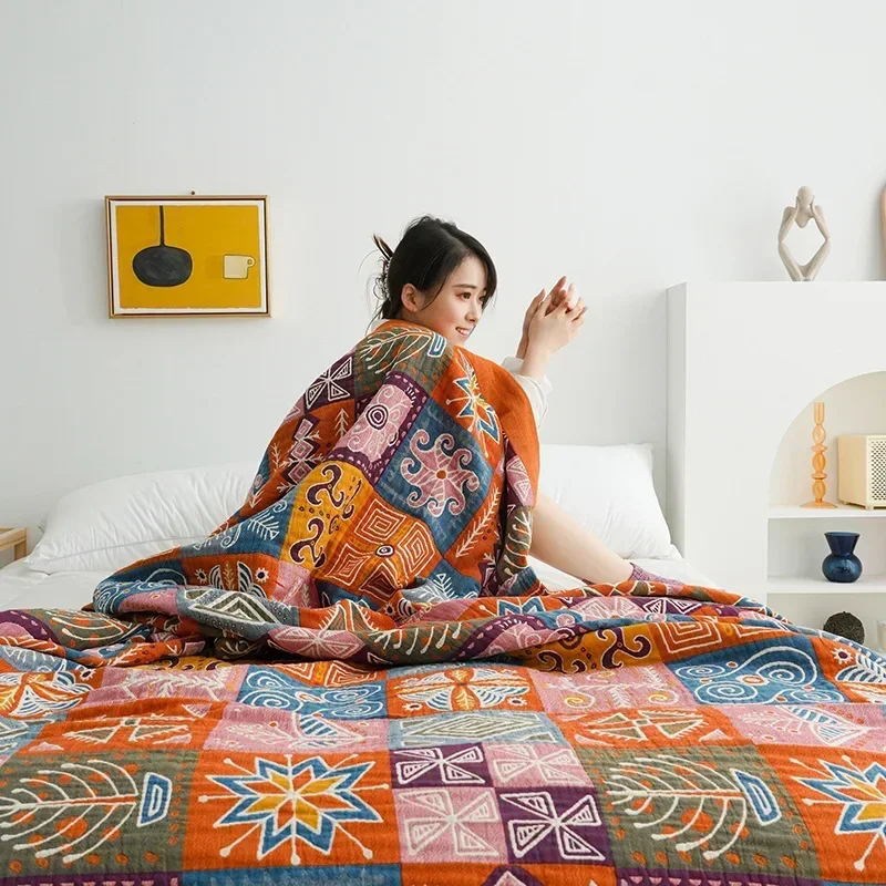100% 코튼 담요 및 던지기 수건 이불 더블 싱글 Boho 장식 소파 커버 여행 낮잠 담요 침대보 여름 멋진 침대 시트
