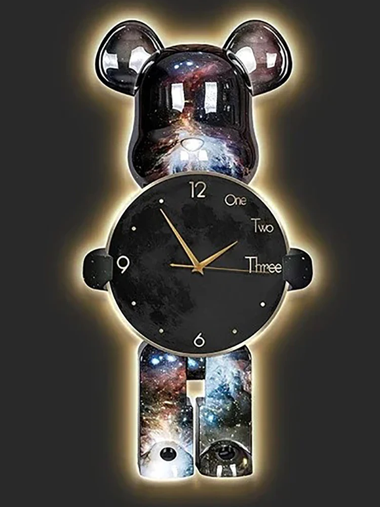 Modern Light Wall Clock Bear Large Led Clocks Wall Home Decor