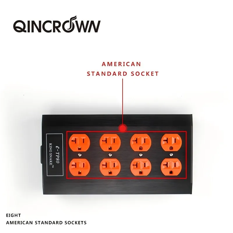 QINCROWN E TP80 15A 250v Hifi NCF Power Socket Power Purifier US Outlets Strip