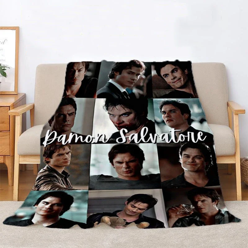 

The Vampire Diaries Damon Salvatore Blanket Double Thick Blankets for Winter Knee Sofa Throw Bed Fluffy Soft Warm Oversized Nap