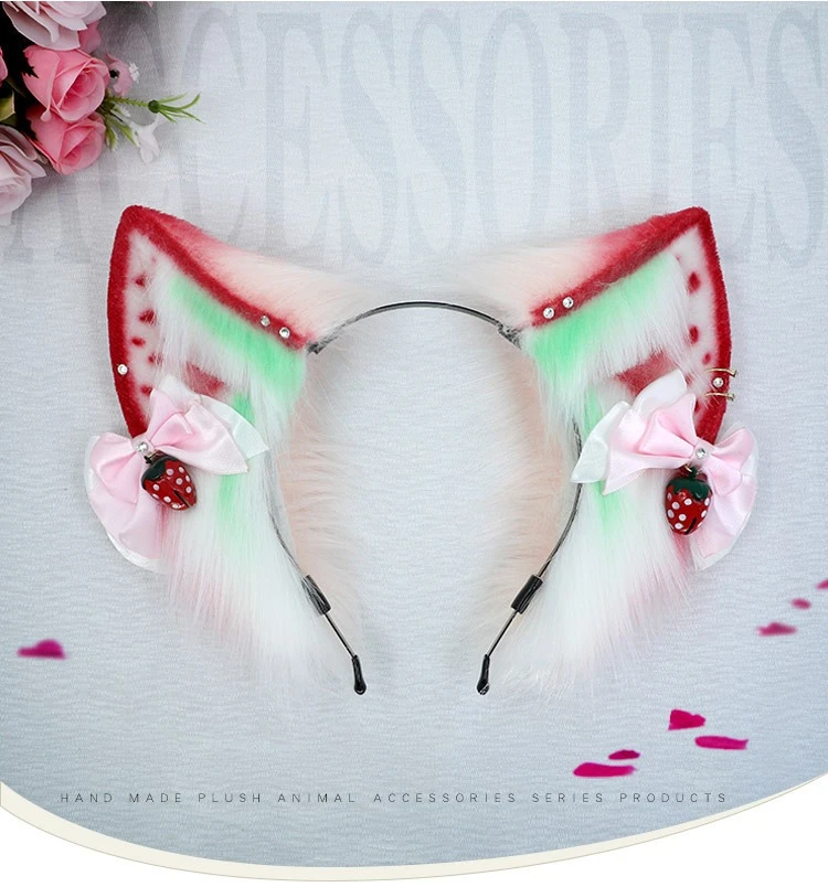 Flauschiges Fuchs Katze Wolf Cosplay Mädchen Haarband Weihnachten Halloween Party Lolita Anime Requisiten Haarband Accessoire 12 Details _03 jpg