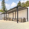24 'x 10' terrace pavilion, large wall mounted hardtop sloping pavilion, deck heavy-duty terrace sunshade, backyard 1