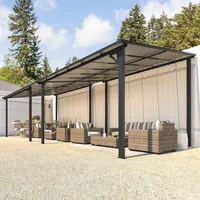 24 'x 10' terrace pavilion, large wall mounted hardtop sloping pavilion, deck heavy-duty terrace sunshade, backyard 1