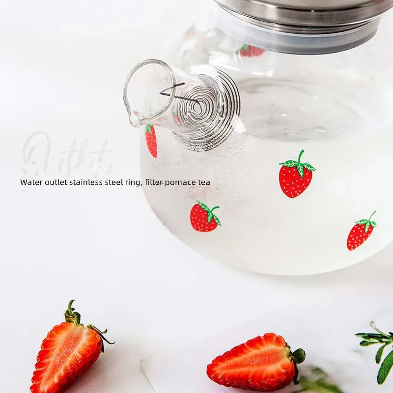 Kawaii Strawberry Glass Water Cup Heat-Resisting Water Pot Milk