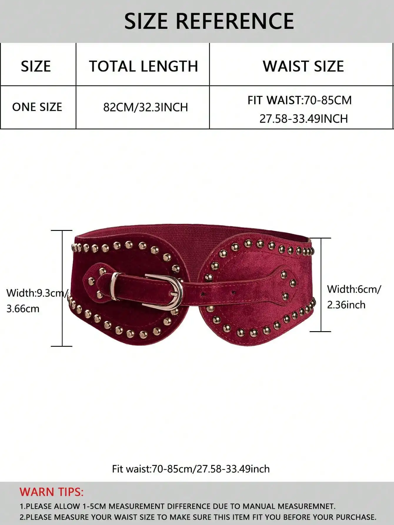 Modischer, hübscher Damen-Elastikbund aus Wildleder mit Nieten, verstellbarer elastischer Bund im Western-Stil – Detail 1