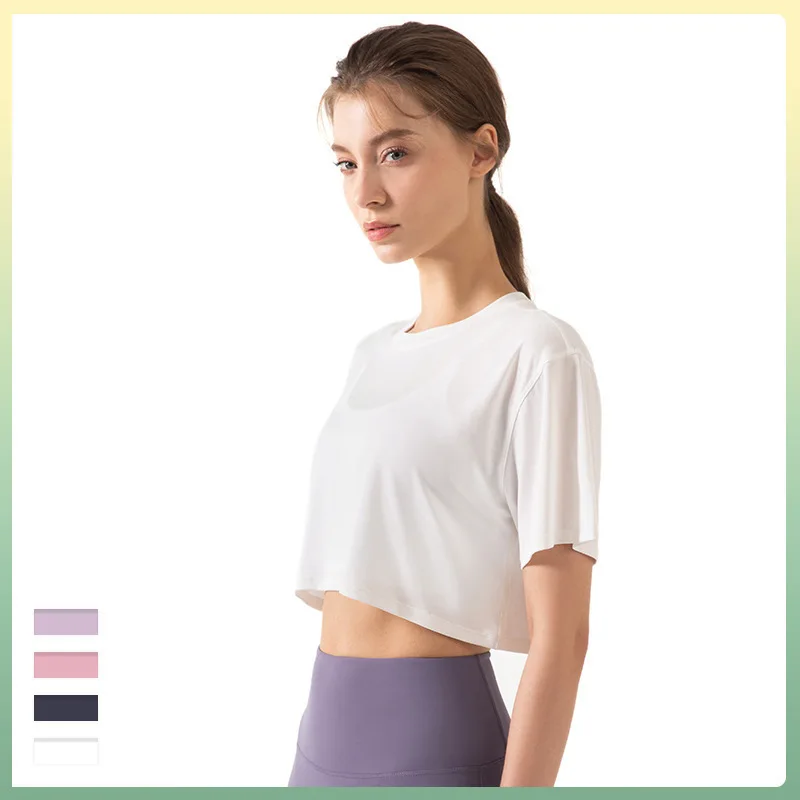 

Loose and breathable round neck casual short sleeved running fitness women's LULU yoga short sleeved T-shirt
