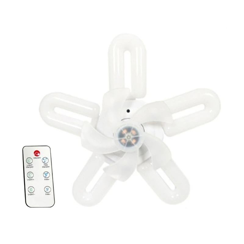 

Convenient Installation Ceiling Light E27 LED Bulb Fan Practical Remote Control Fan Light Plastic Material for Warehouse