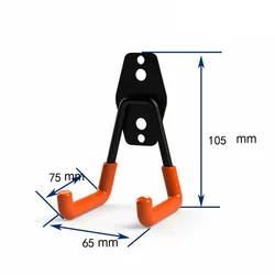 Heavy Duty Metal Wall Mount Garage Organizer with Anti - Slip Hooks for Bicycles, Ladders, and Garden Tools (Orange - A)