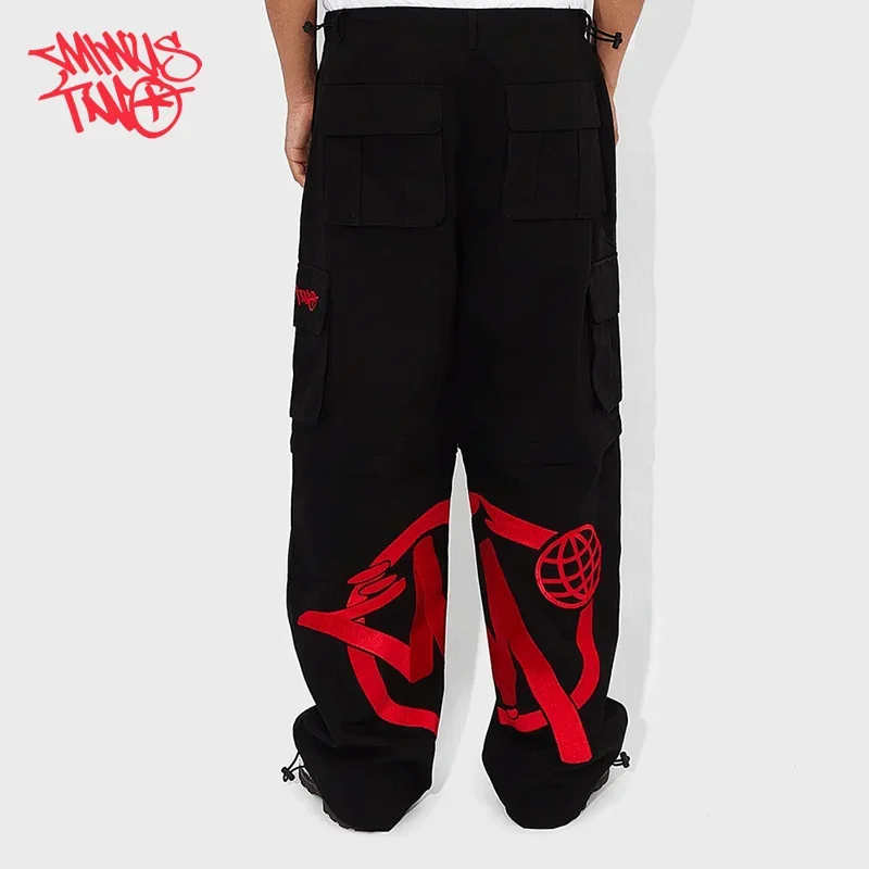 Minus Two Y2K Fashion street Pant Black Multiple pockets Cargo Pants Men Women High Waist Straight Joggers Baggy Sports Trousers 4