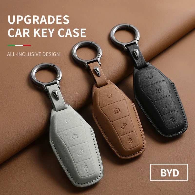 BYD Seal Song Qin Tang DM Dolphin Mini Atto 3 Han EV Key Accessories Original Car Color Leather Key Case Cover For key case,key case cover