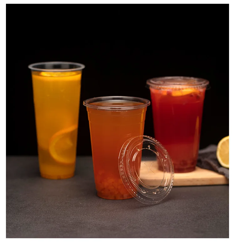 50 or 100 16OZ Clear Plastic Cup with Lids Disposable Cups for Iced Coffee or Juice Party Smoothie Milkshake Cold Drinks Clear