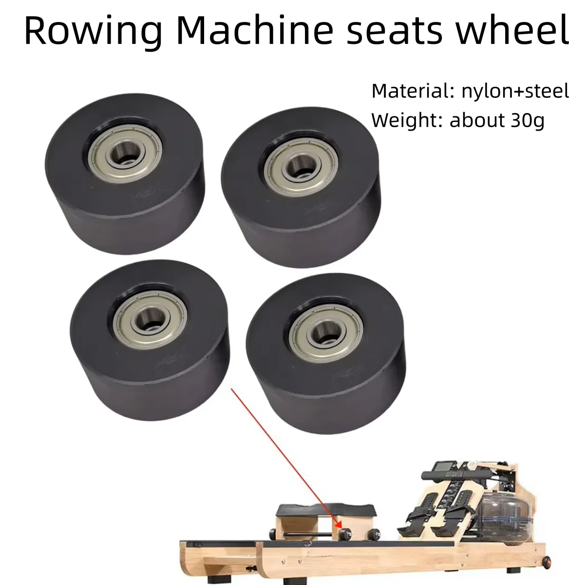 Rowing machine rollers 4pc Water rowing machine seats Wheel seats cushion Moving wheel 45x21x8mm For water resistance Rowing machines Accessory
