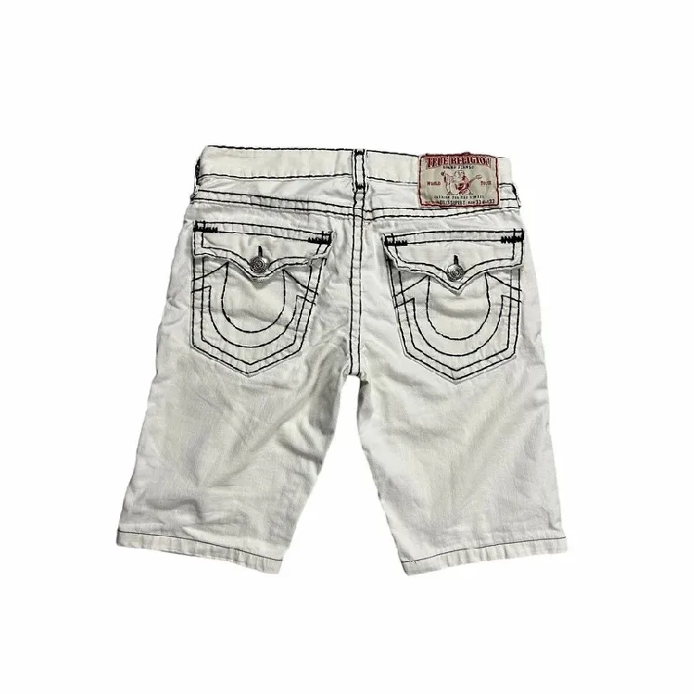 Retro Buddha Denim Short Y2K Jeans Men Women Harajuku Pocket Embroidery Retro White Baggy Denim Short Low Waist Basketball