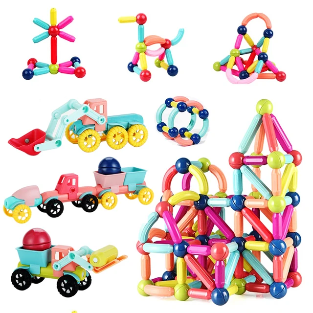 Kids Magnetic Engineering Vehicle Construction Set Magnetic Balls Stick Building Blocks Montessori Educational Toys for Children 2