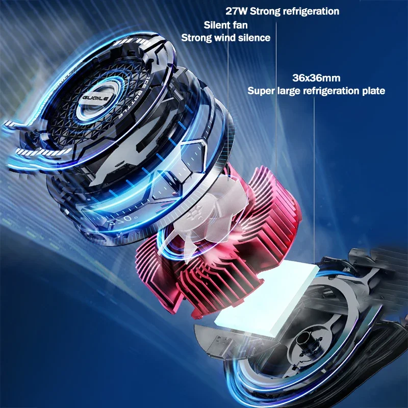 휴대폰 반도체 마그네틱 백 클립 냉각 선풍기 라디에이터, FS02, 2 in 1, IOS 안드로이드 태블릿용 게임 쿨러, 15W, 23W, 27W