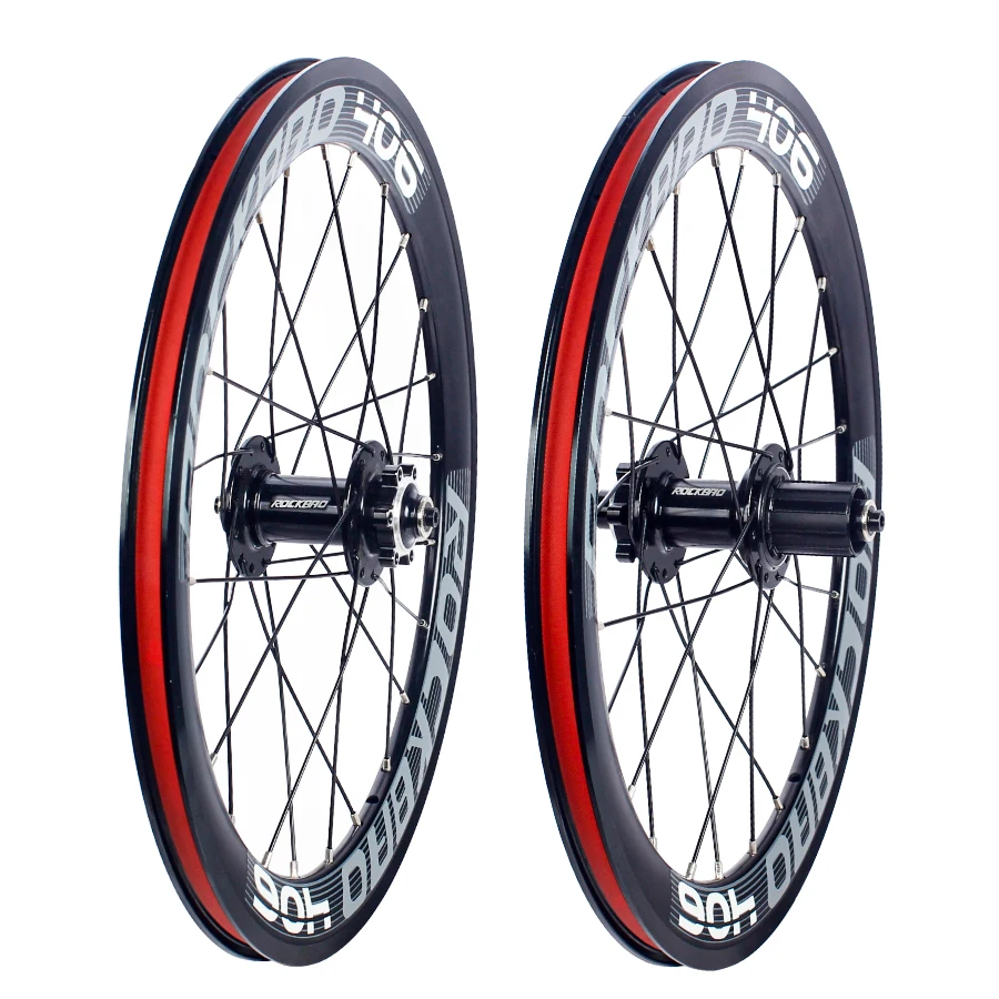 ROCKBAO Folding Bicycle Wheelset, Disc Brake Rim, Aluminum Alloy, 5 Bearings, 7-11Speed, 40mm, 406/451 Bike Wheel Set, 20in