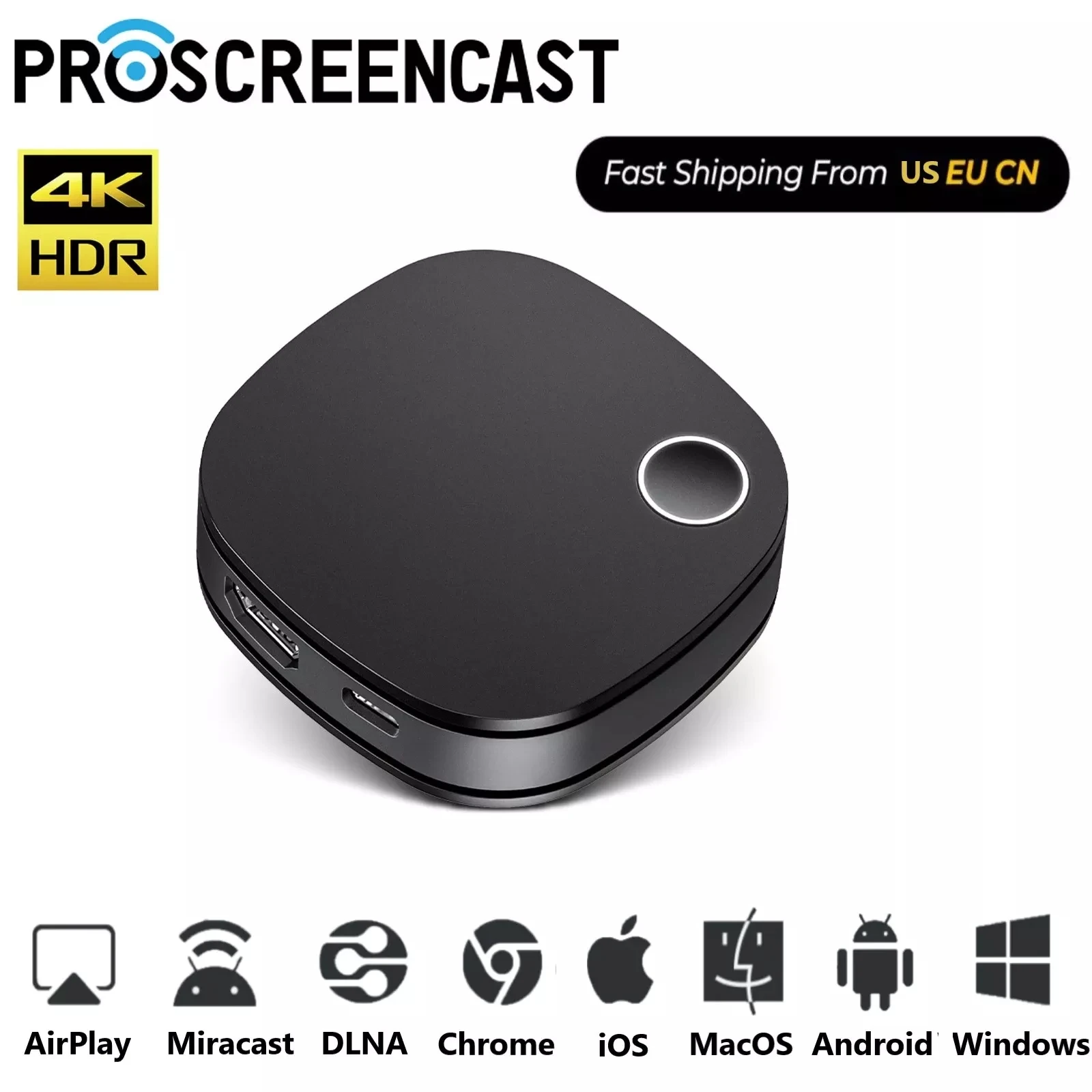 

Proscreencast SC01 2.4G/5G 4K HDR Miracast WiFi Display Receiver Dongle For Airplay DLNA HDMI TV Stick