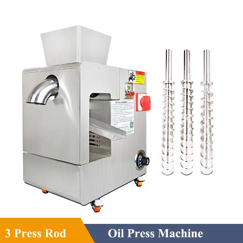 Oil Press Machine Stainless Steel Press Expeller Commercial Cold Hot Extractor Walnut Sesame Peanut Sunflower Linseed 220V