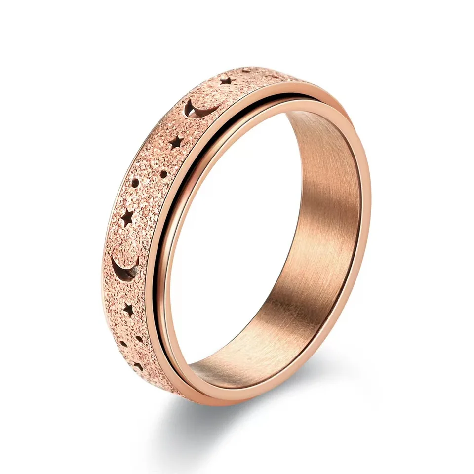 Aro Torliy Anillo De Acero Inoxidable De 0.315 Pulgadas Para Hombres Y Mujeres, Anillo Giratorio De Luna Y Estrella Para Aliviar La Ansiedad Y El Estrés, Metal, No Conocido