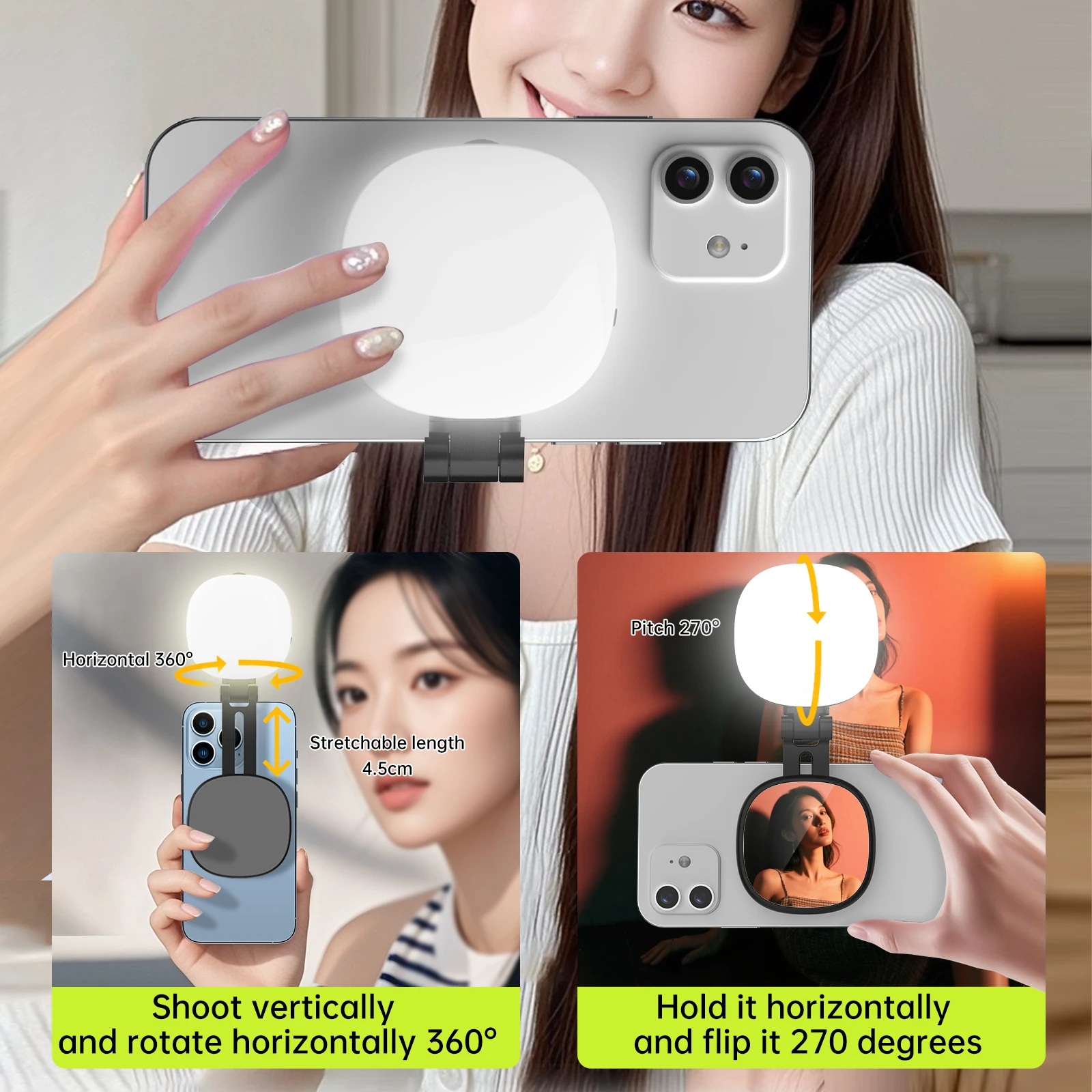 Illuminating Selfie Ring Light with Mirror - Adjustable Brightness & Multi-Color Options for Flawless Makeup and Perfect Videos