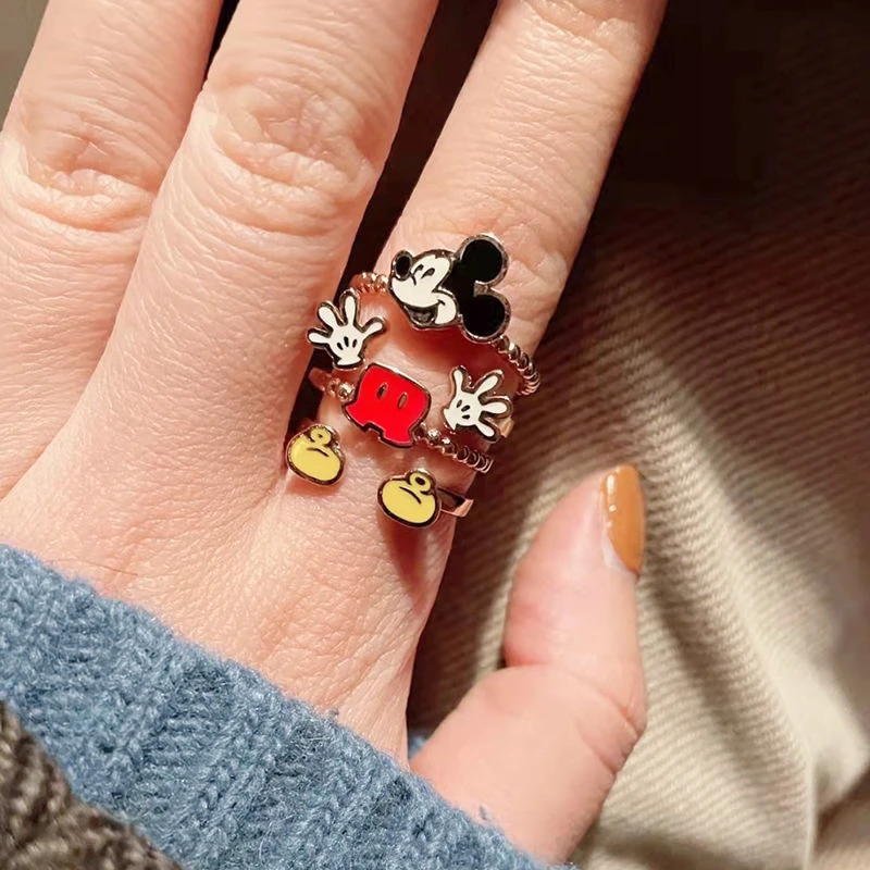 

Kawaii Mickey Mouse Ring Fashion Cartoon Cute Girls Boys Adjustable Sweet Opening Rings Jewelry Accessories Girlfriend Gifts Toy