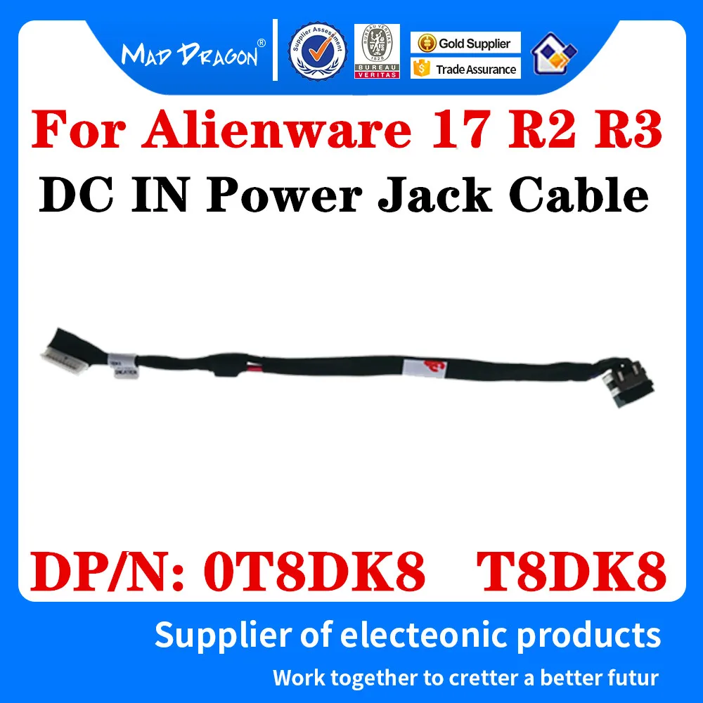 

New DC30100TO00 0T8DK8 T8DK8 For Dell Alienware 17 R2 17 R3 Laptop DC-IN Cable DC IN Power Input Jack With Line