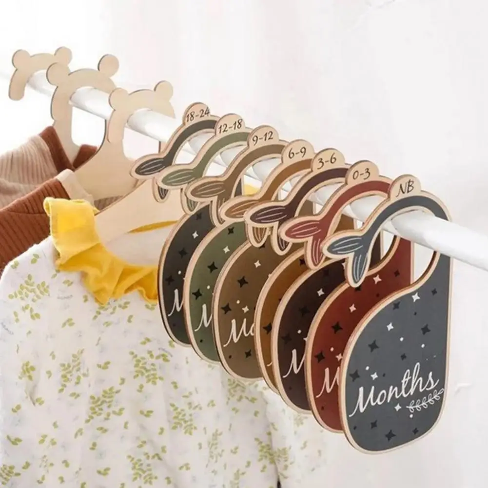 

7Pcs Baby Closet Divider Whale Shape Baby Clothing Size Dividers Adorable Wooden Clothing Size Hanger Organizer For Baby Clothes