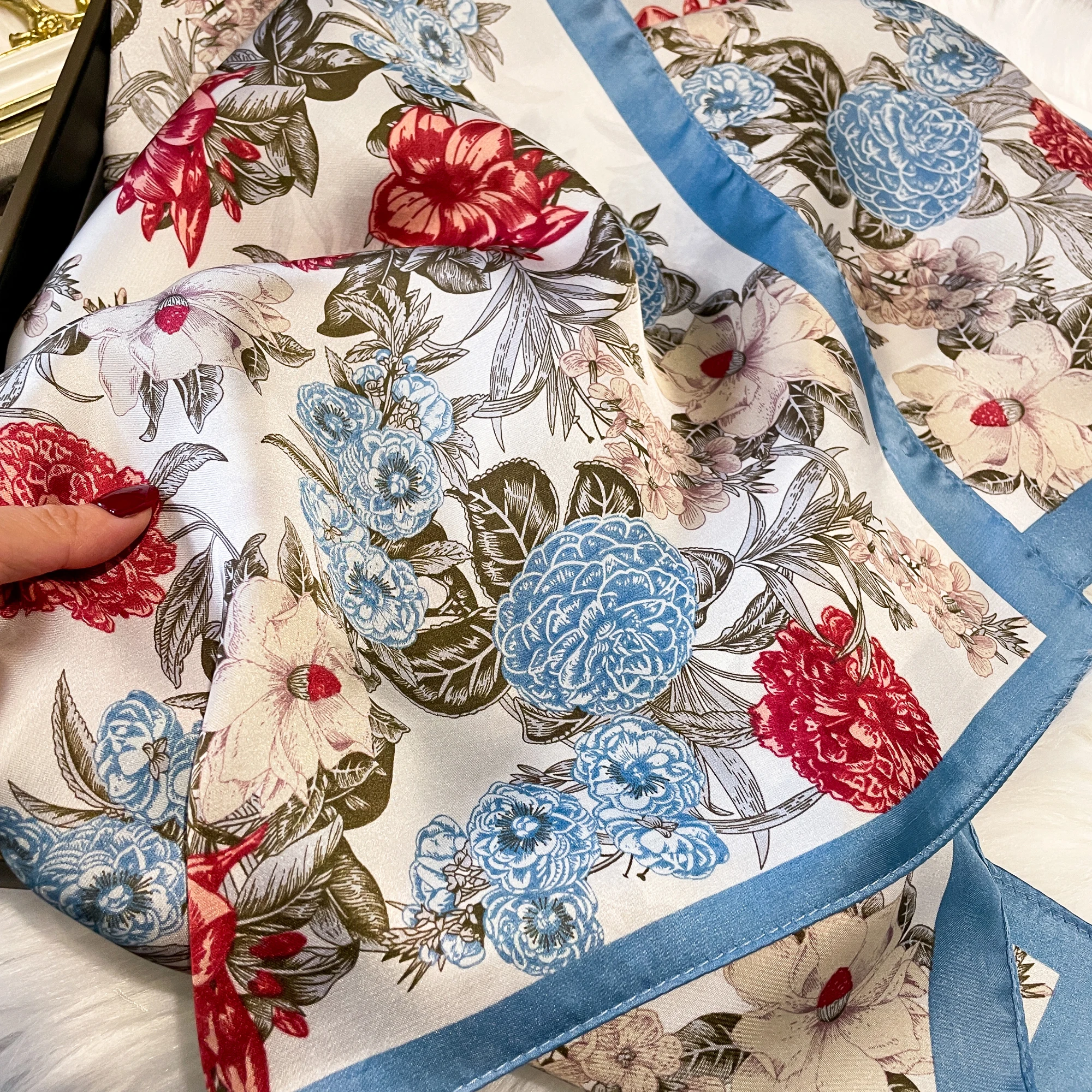 2025 New 70*70cm Silk Satin Hair Scarf Women Handkerchief Printed Female Square Head Bandana Small Neck Muffler Hijab Lady Girl