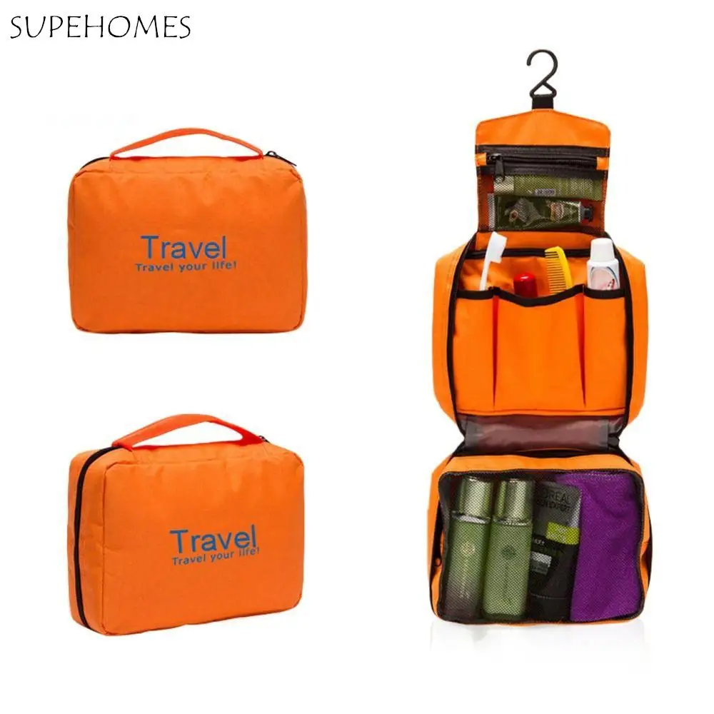 

Green/Red/Orange Travel Wash Bag Foldable Oxford Cloth Hanging Toiletry Bag Sturdy Hook Type Cosmetic Toiletry Bag Women/Men
