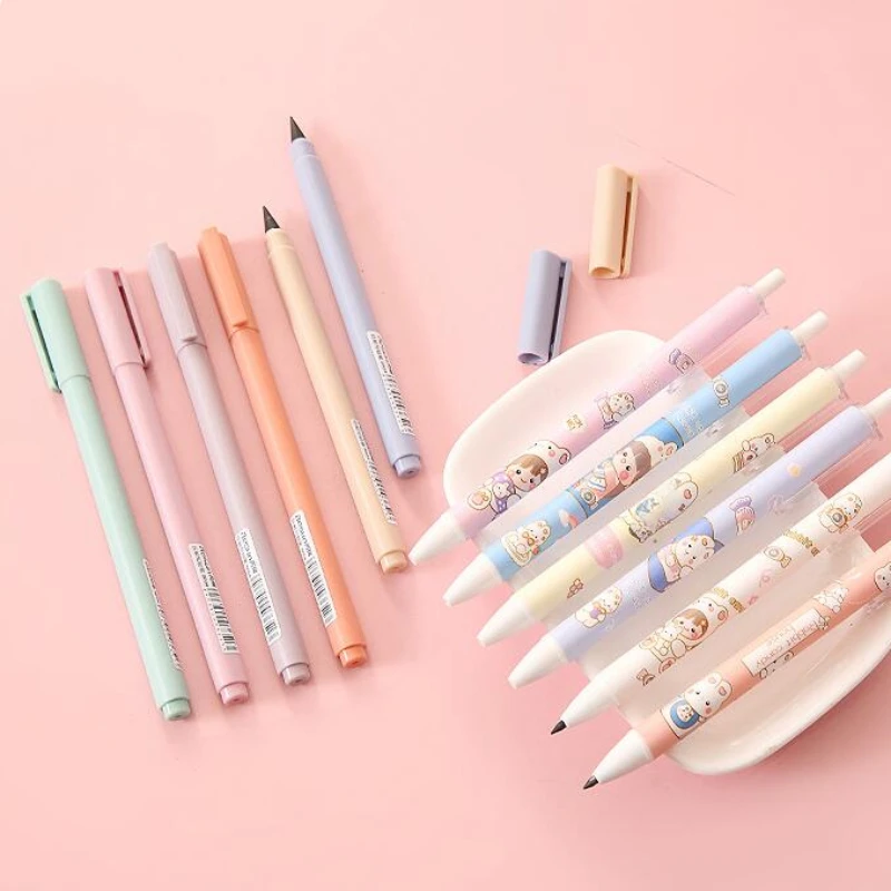 

6pcs/set Candy Color Pencil Set HB No Ink Eternal Pencil Students Painting Drawing Tool School Writing Pen Art Supplies