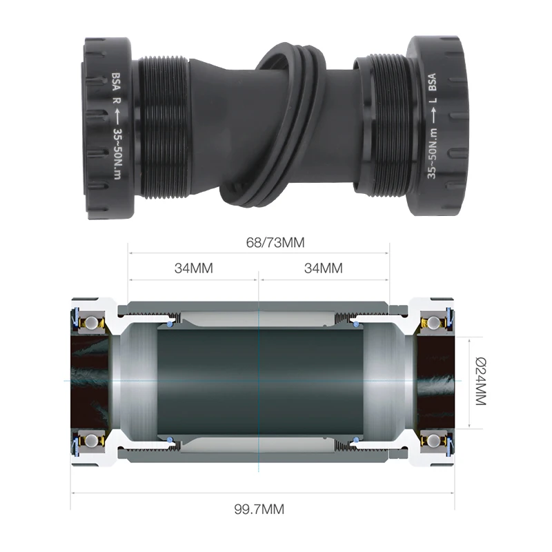 MEROCA Bicycle Bottom Bracket 68/73MM Threaded Bottom Bracket Mountain Bike Bearing MTB Sealed Bearing Crankset BB Accessories bicycle bottom bracket