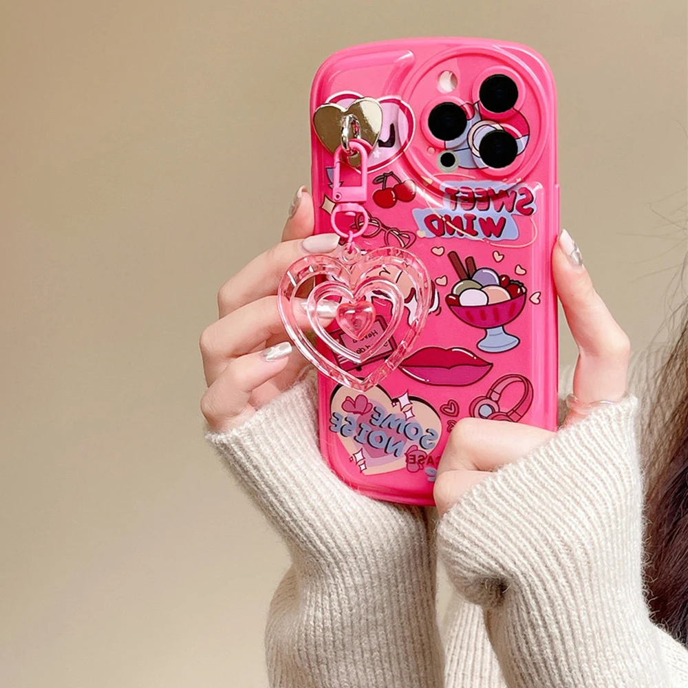 Shira Aestheticharajuku Love Heart Silicone Case For Iphone 13/12/11 -  Shockproof & Anti-scratch